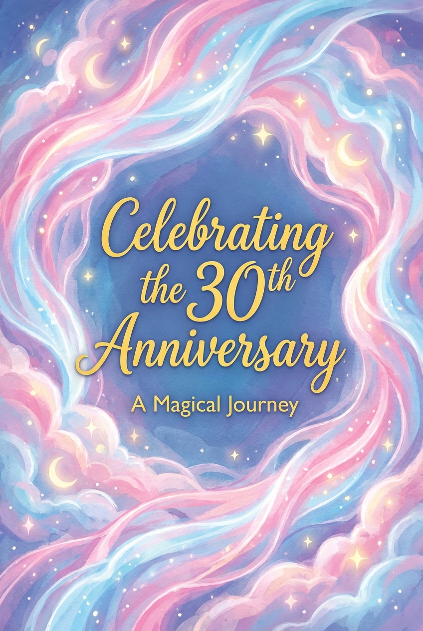 Colorful artwork celebrating a 30th anniversary